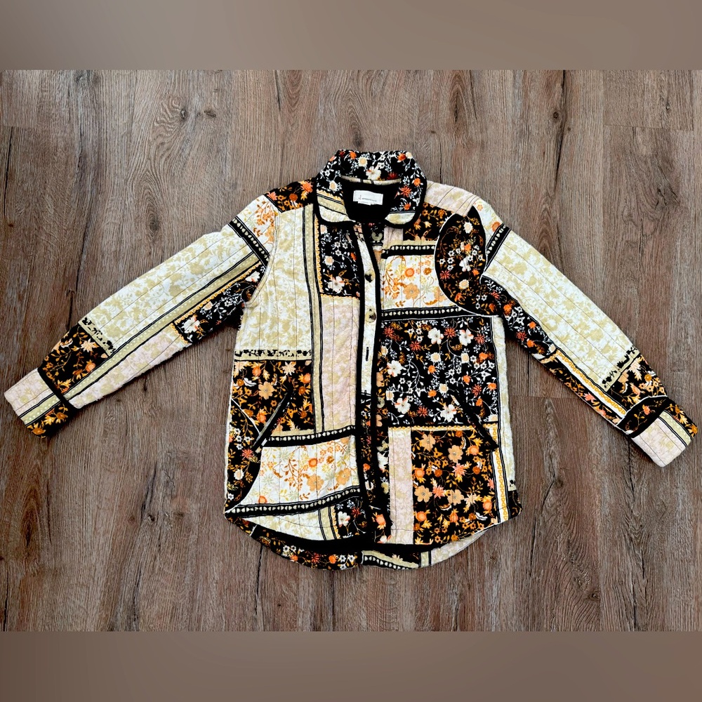 Anthropologie patchwork quilted shirt jacket
